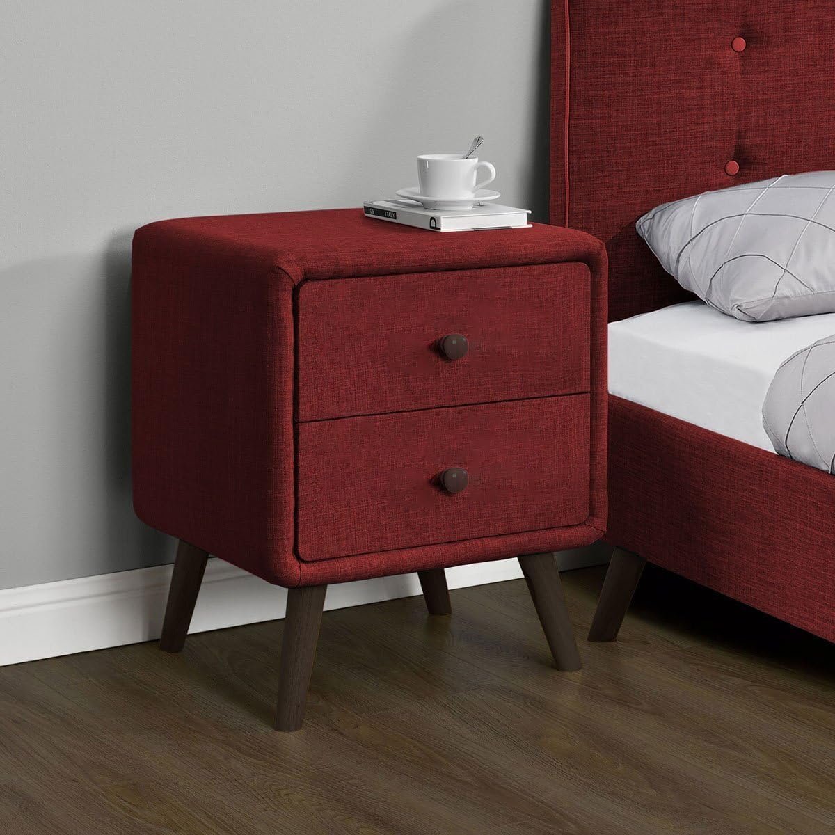 Tingby 2-Drawer Bedside Table - Modern Nightstand with Storage, Ideal for Bedside Organization