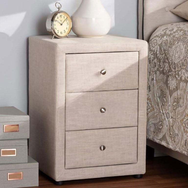 Burvik 3-Drawer Nightstand - Modern Nightstand with Storage, Ideal for Bedside Organization