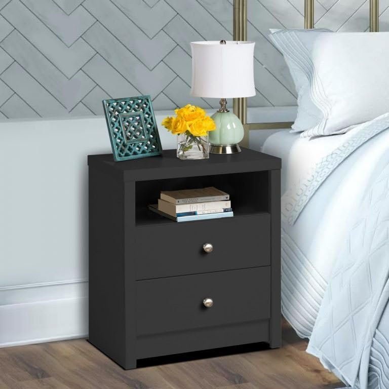 Knarrevik 2-Drawer Bedside Table - Modern Nightstand with Storage, Ideal for Bedside Organization - Image 2