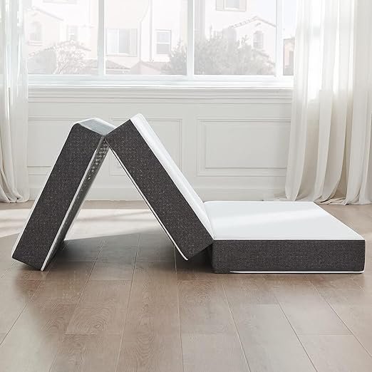 KUSTOMDECO Folding Mattress, Tri Folding Foam Mattress with Storage Cover, Size - W 90 x L 180 x L 10 cm