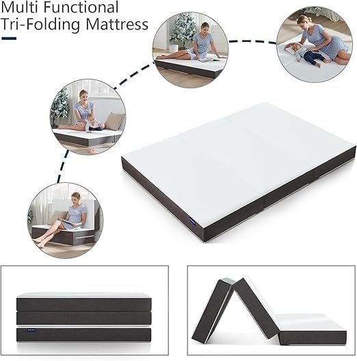 KUSTOMDECO Folding Mattress, Tri Folding Foam Mattress with Storage Cover, Size - W 90 x L 180 x L 14 cm - Image 2