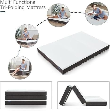 KUSTOMDECO Tri-Folding Foam Mattress, Play Mat, Foldable Bed, Guest Beds, Portable Bed, Foldable Memory Foam Portable Floor Guest Bed with Removable Cover (15cm, Single: L180 x W90) - Image 2