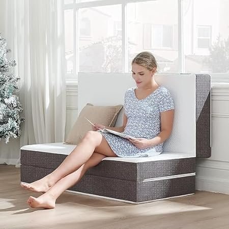 KUSTOMDECO Tri-Folding Foam Mattress, Play Mat, Foldable Bed, Guest Beds, Portable Bed, Foldable Memory Foam Portable Floor Guest Bed with Removable Cover (15cm, Single: L180 x W90) - Image 4