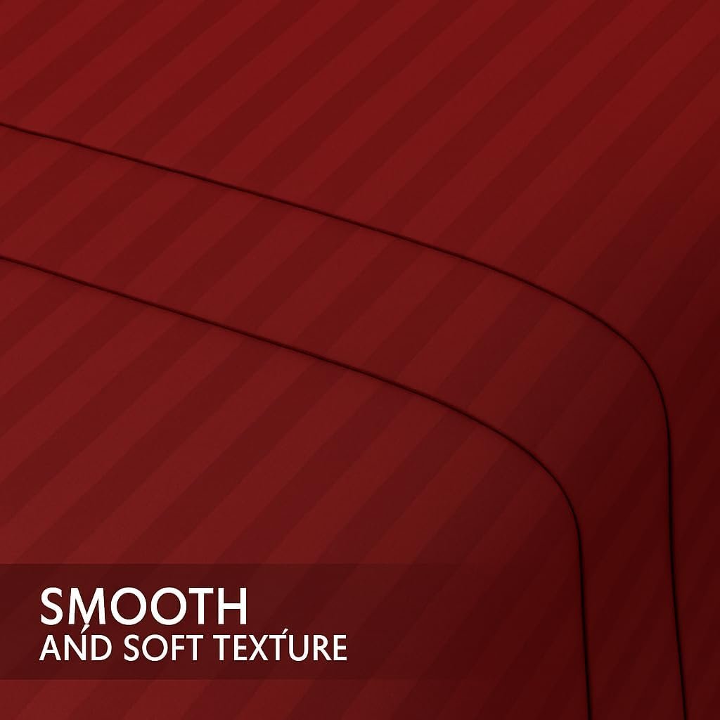 KUSTOMDECO Outlet Striped Microfiber Fitted Sheet Set – Queen 150x200 cm – Peach Color – 1 Fitted Sheet & 2 Pillowcases (50x75 cm) – Deep Pocket, Soft, Durable, Wrinkle-Resistant Bedding Set - Image 7