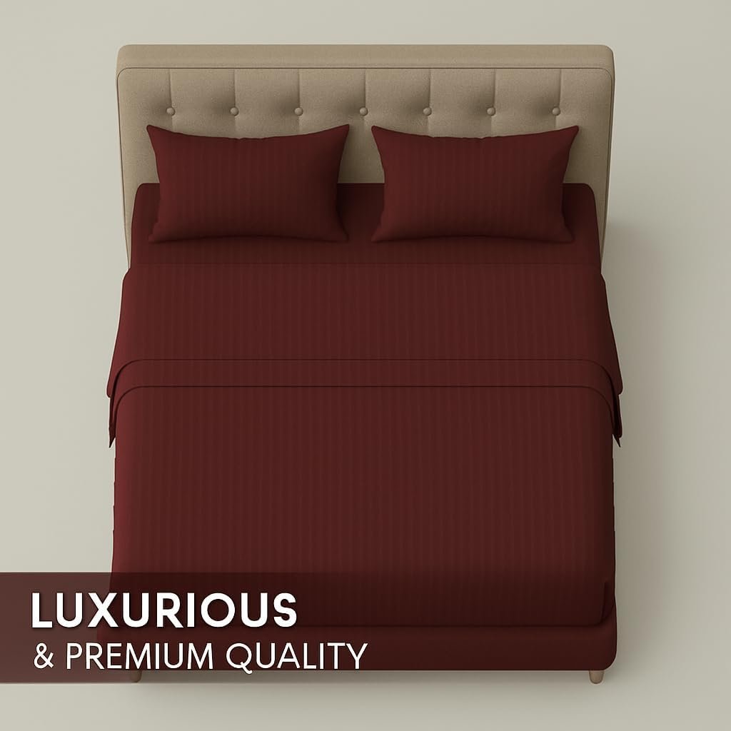 KUSTOMDECO Outlet Striped Microfiber Fitted Sheet Set – King 180x200 cm – Navy Blue Color – 1 Fitted Sheet & 2 Pillowcases (50x75 cm) – Deep Pocket, Soft, Durable, Wrinkle-Resistant Bedding Set - Image 6