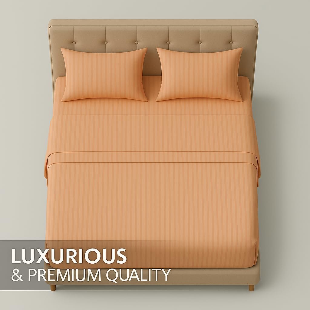 KUSTOMDECO Outlet Striped Microfiber Fitted Sheet Set – Super King 200x200 cm – Sea Green Color – 1 Fitted Sheet & 2 Pillowcases (50x75 cm) – Deep Pocket, Soft, Durable, Wrinkle-Resistant Bedding Set - Image 6