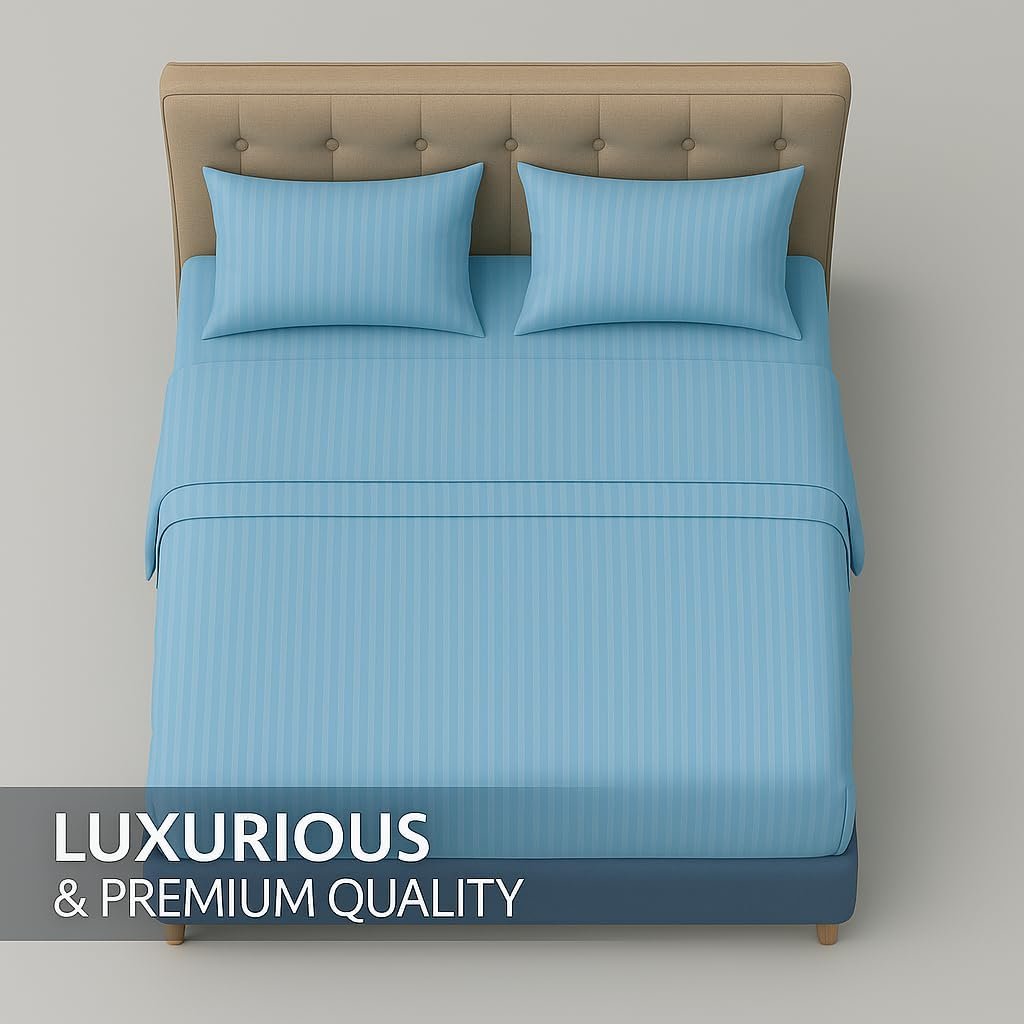 KUSTOMDECO Outlet Striped Microfiber Fitted Sheet Set – Super King 200x200 cm – Olive Green Color – 1 Fitted Sheet & 2 Pillowcase (50x75 cm) – Deep Pocket, Soft, Durable, Wrinkle-Resistant Bedding Set - Image 3