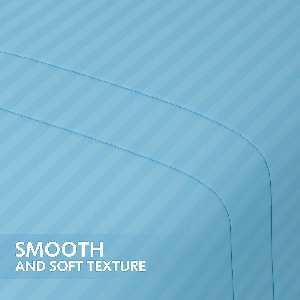 KUSTOMDECO Outlet Striped Microfiber Fitted Sheet Set – Super King 200x200 cm – Olive Green Color – 1 Fitted Sheet & 2 Pillowcase (50x75 cm) – Deep Pocket, Soft, Durable, Wrinkle-Resistant Bedding Set - Image 4