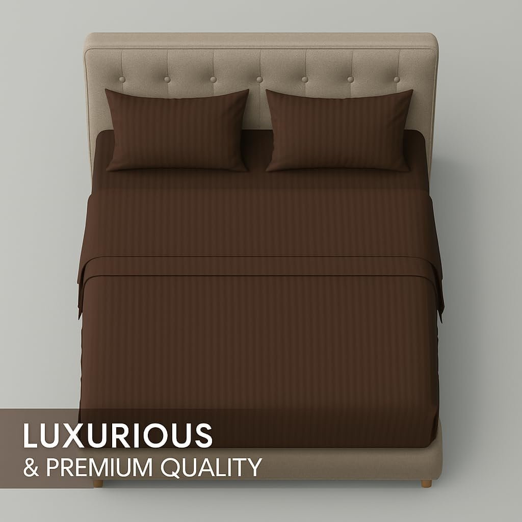 KUSTOMDECO Outlet Striped Microfiber Fitted Sheet Set – Queen 150x200 cm – Maroon Color – 1 Fitted Sheet & 2 Pillowcases (50x75 cm) – Deep Pocket, Soft, Durable, Wrinkle-Resistant Bedding Set - Image 6