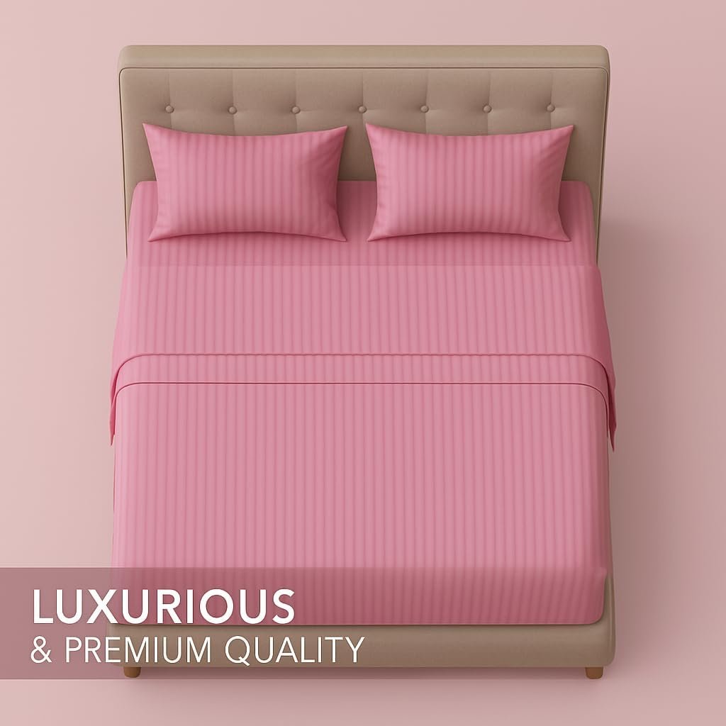 KUSTOMDECO Outlet Striped Microfiber Fitted Sheet Set – King 180x200 cm – Sky Blue Color – 1 Fitted Sheet & 2 Pillowcases (50x75 cm) – Deep Pocket, Soft, Durable, Wrinkle-Resistant Bedding Set - Image 6