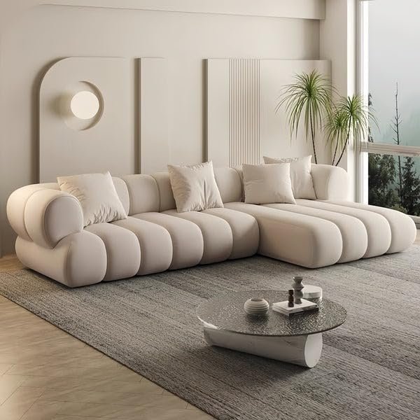 "Premium Boucle Fabric Overstuffed Multifunctional Sofa – Luxuriously Comfortable, Space-Saving Design for Living Room, Office, and Contemporary Interiors" (Beige, 67H x 170D x 270W)