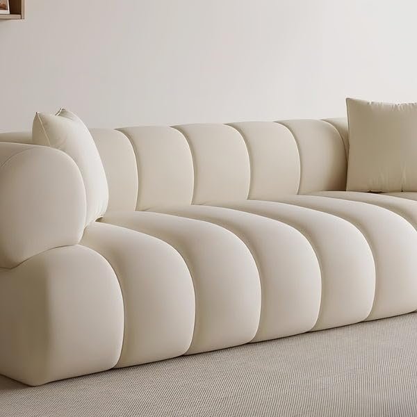 "Premium Boucle Fabric Overstuffed Multifunctional Sofa – Luxuriously Comfortable, Space-Saving Design for Living Room, Office, and Contemporary Interiors" (Beige, 67H x 170D x 270W) - Image 2