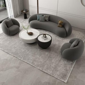 Modern Curved Sofa Set with Stylish Lounge Chairs - Custom Upholstered Sofa for Living Room, Elegant Design with Premium Comfort