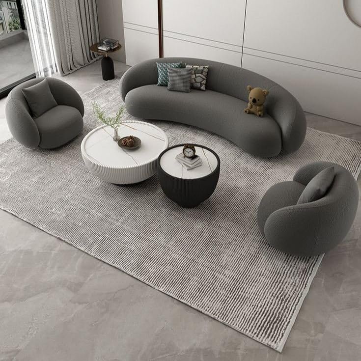 Modern Curved Sofa Set with Stylish Lounge Chairs - Custom Upholstered Sofa for Living Room, Elegant Design with Premium Comfort