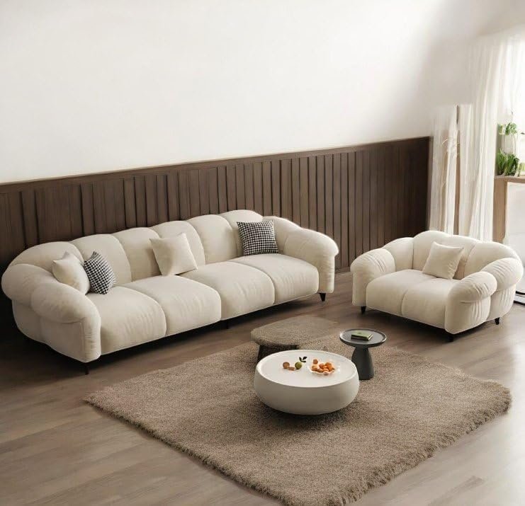 Tuxedo Boucle Fabric Sofa Set - Custom Upholstered Sofa for Living Room, Elegant Design with Premium Comfort