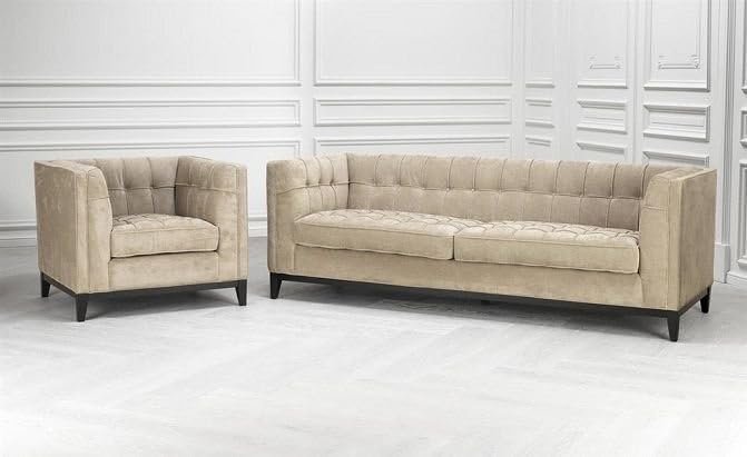 Aldgate Greige Velvet sofa - Custom Upholstered Sofa for Living Room, Elegant Design with Premium Comfort - Image 2