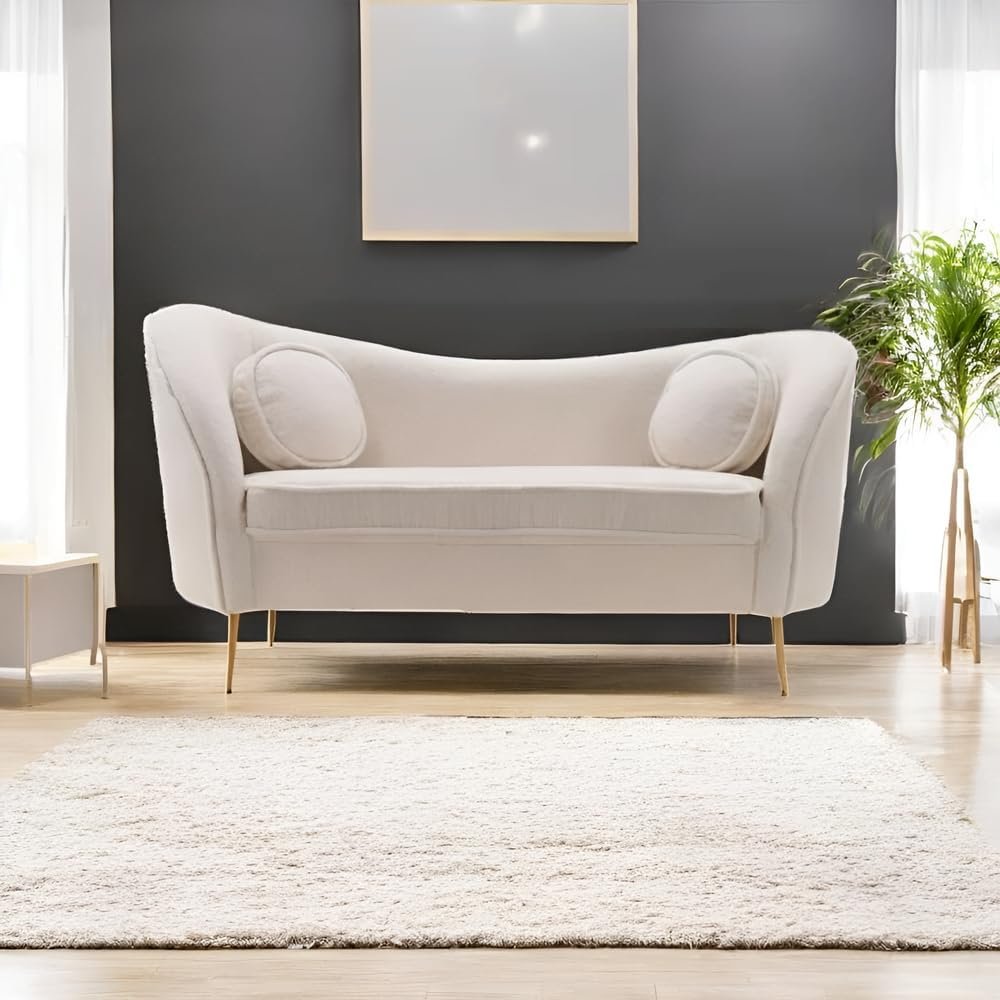 Bonanza Teddy Boucle Flared Arms Sofa - Custom Upholstered Sofa for Living Room, Elegant Design with Premium Comfort