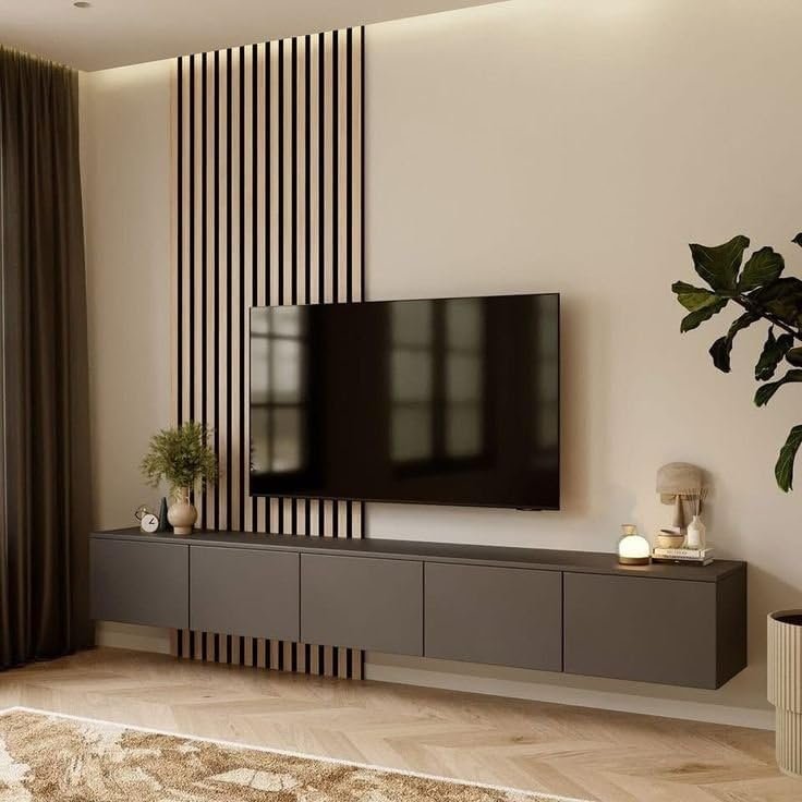 Modern TV Unit with Storage - Wall-Mounted Entertainment Center - Wall-Mounted or Freestanding TV Unit with Storage, Includes Home Installation
