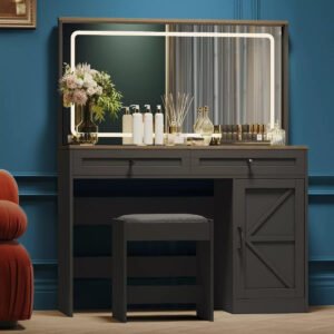 Makeup Table with 3 Drawers - Elegant Dressing Table with Mirror & Storage, Customizable Finish