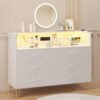 Dresser with LED Light - Elegant Dressing Table with Mirror & Storage, Customizable Finish