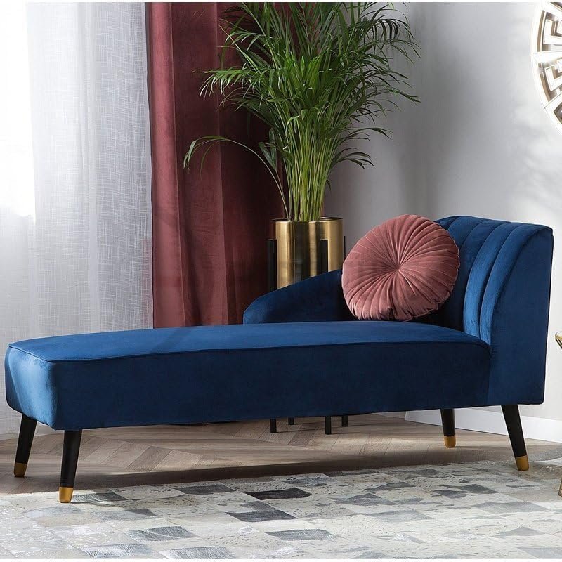 Velvet Fabric Chaise Longue Sofa - Elegant Upholstered Chaise Lounge Chair, Custom Design for Living or Bedroom - Image 2