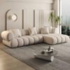 "High-End Boucle Fabric Overstuffed Multifunction Sofa – Elegant, Spacious, and Versatile Seating Solution for Living Rooms, Offices, and Contemporary Workspaces" (Beige, 360H x 170D x 110W))