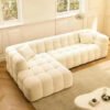 Kustom Deco Modern Modular Sectional Sofa, Tufted Boucle Fabric, Black, L-Shaped Design (Four Seaters (White)