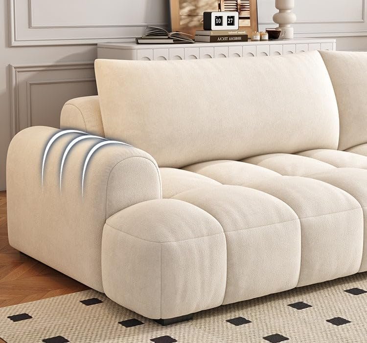 "Luxurious Light Luxury Cloud-Shaped Sofa with Soft, Fabric – Elegant, Comfortable, and Stylish Seating for Modern Living Rooms" (OFF-WHITE, FOURSeats (W300xD95XH86cm)) - Image 3