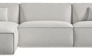Carol Corner 3-Seater L-Shape Velvet Sofa with Luxurious Upholstery, Spacious Seating, and Stylish Design for Ultimate Comfort (OFF WHITE)
