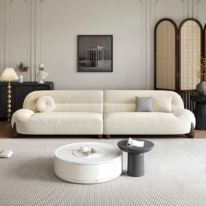 "Premium Light Luxury Fabric Cloud-Shaped Sofa Set – Plush, Elegant, and Comfortable Seating for Modern Living Rooms" (OFF-WHITE, Four seat(W300xD102xH86) cm)