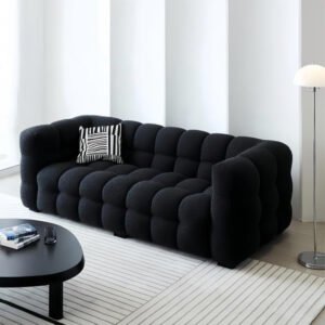"Luxurious Fleece Fabric Overstuffed Multifunction Cloud-Shaped Sofa Chair – Ultra-Comfortable, Stylish Seating for Living Rooms and Modern Spaces" (BLACK, four seat (W300x D103x H70) cm)