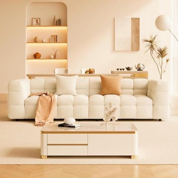 "Luxurious Fleece Fabric Overstuffed Multifunction Cloud-Shaped Sofa Chair – Ultra-Comfortable, Stylish Seating for Living Rooms and Modern Spaces" (BEIGE, Single-seat (1.25) cm) - Image 3