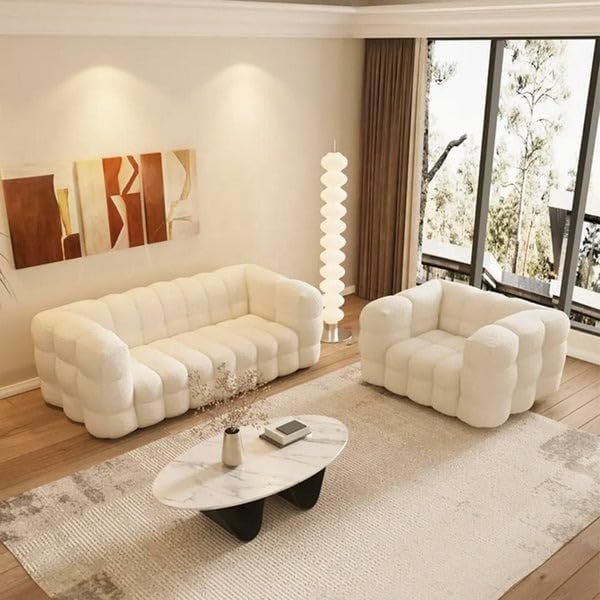 "Luxurious Fleece Fabric Overstuffed Multifunction Cloud-Shaped Sofa Chair – Ultra-Comfortable, Stylish Seating for Living Rooms and Modern Spaces" (BEIGE, Single-seat (1.25) cm) - Image 9