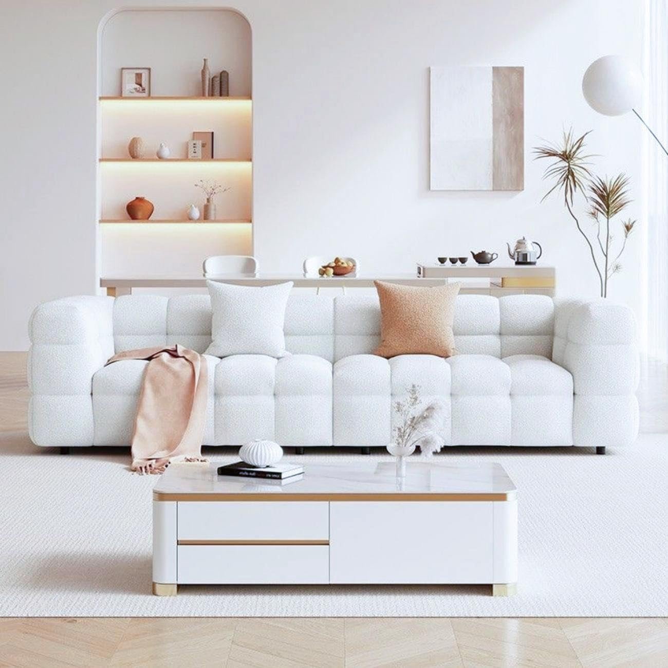 "Luxurious Fleece Fabric Overstuffed Multifunction Cloud-Shaped Sofa Chair – Ultra-Comfortable, Stylish Seating for Living Rooms and Modern Spaces" (BEIGE, Single-seat (1.25) cm) - Image 10