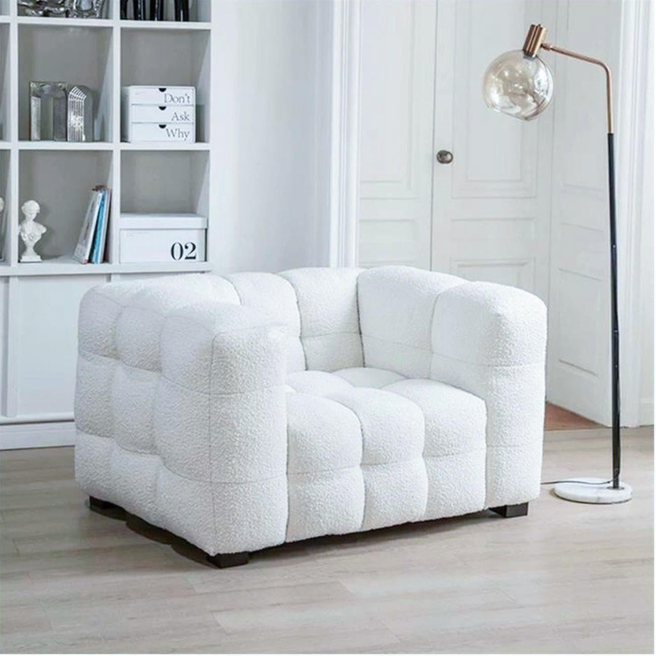 "Luxurious Fleece Fabric Overstuffed Multifunction Cloud-Shaped Sofa Chair – Ultra-Comfortable, Stylish Seating for Living Rooms and Modern Spaces" (WHITE, Single-seat (1.25) cm)