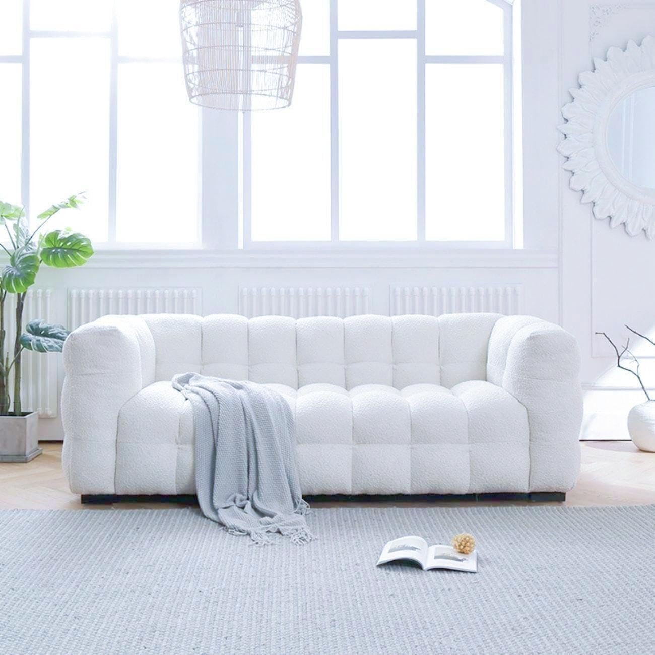"Luxurious Fleece Fabric Overstuffed Multifunction Cloud-Shaped Sofa Chair – Ultra-Comfortable, Stylish Seating for Living Rooms and Modern Spaces" (WHITE, Single-seat (1.25) cm) - Image 2