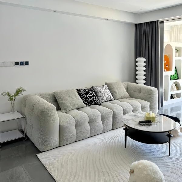 "Luxurious Fleece Fabric Overstuffed Multifunction Cloud-Shaped Sofa Chair – Ultra-Comfortable, Stylish Seating for Living Rooms and Modern Spaces" (WHITE, Single-seat (1.25) cm) - Image 4