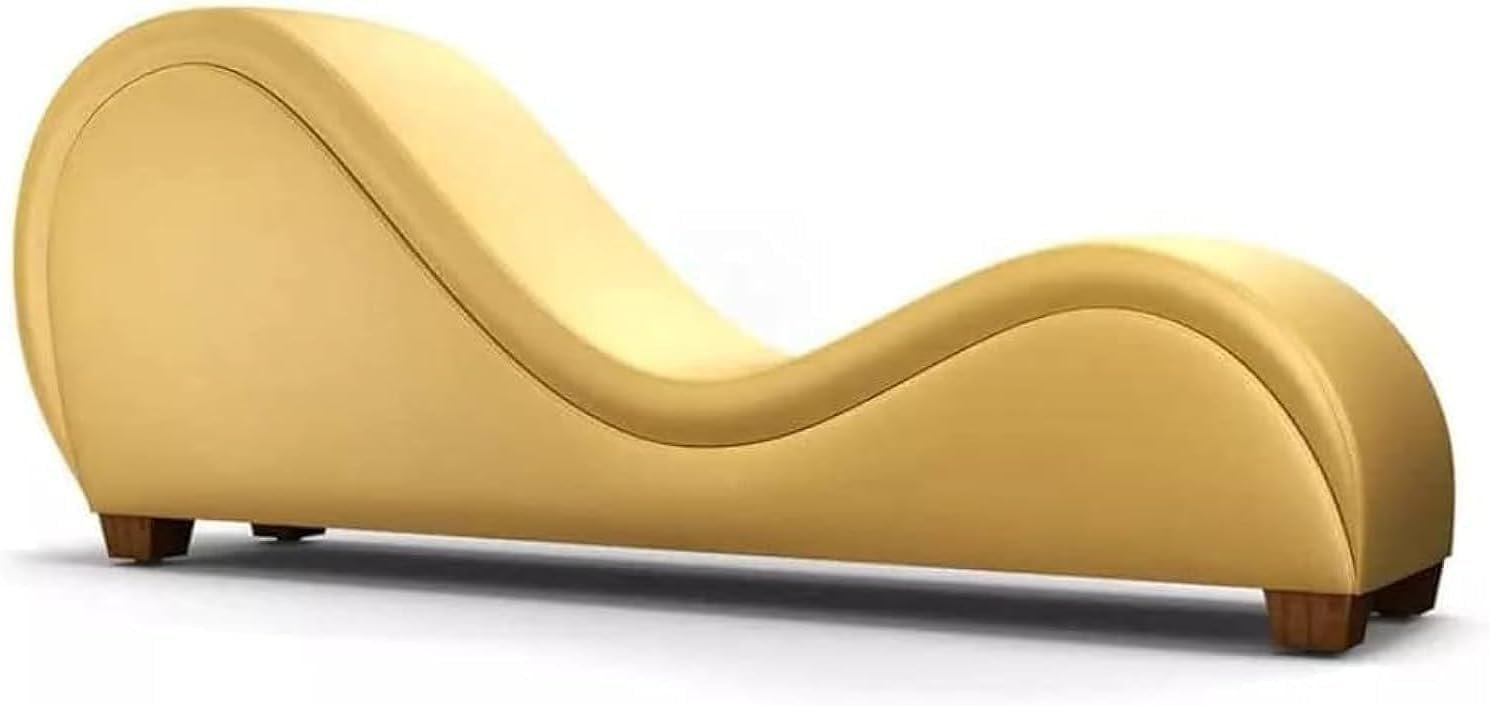Comfortable & Luxurious PU Leather S-Shaped Sofa - Bonded Stretch Perfect Couch for Bedroom Color (Yellow)