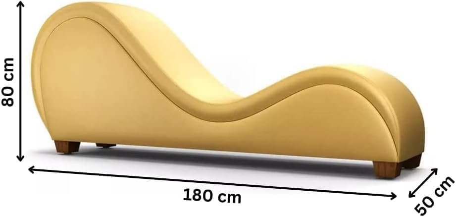 Comfortable & Luxurious PU Leather S-Shaped Sofa - Bonded Stretch Perfect Couch for Bedroom Color (Yellow) - Image 2