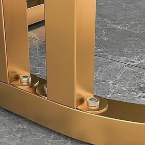 Kustom Deco Modern Oval Coffee Table, White Marble Top, Gold Metal Frame, 2-Tier Storage Shelf. (Black Gold, D60 xW100 x H45)