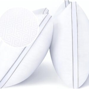 KUSTOMDECO Downproof Bedding Pillows for Sleeping Standard Size (50x70 cm), – Cooling Hotel Quality Gusseted Pillow for Back, Stomach & Side Sleepers