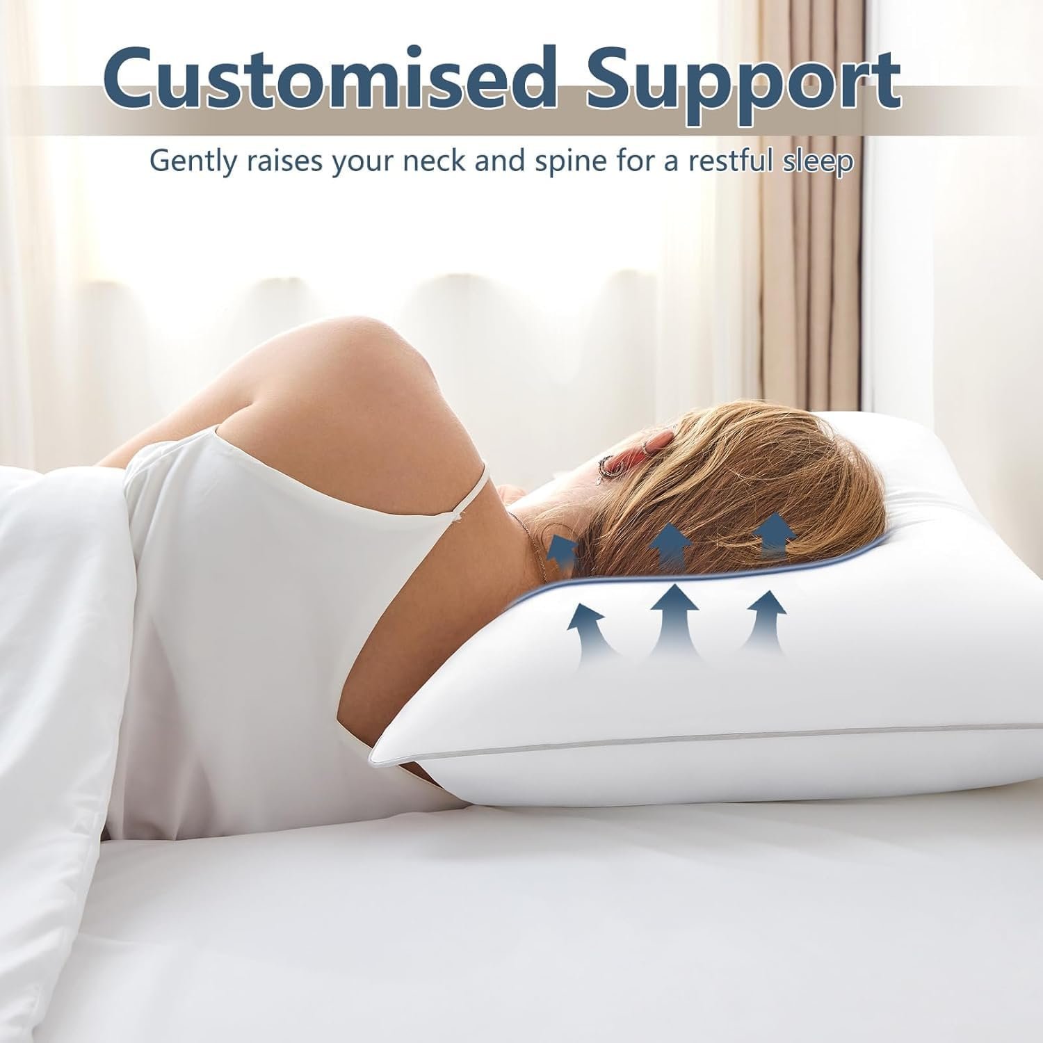 KUSTOMDECO Hotel Collection Bed Pillows for Sleeping Queen Size (50x75 cm) – Super Soft Down Alternative for Side & Back Sleepers – Pack of 2 - Image 8