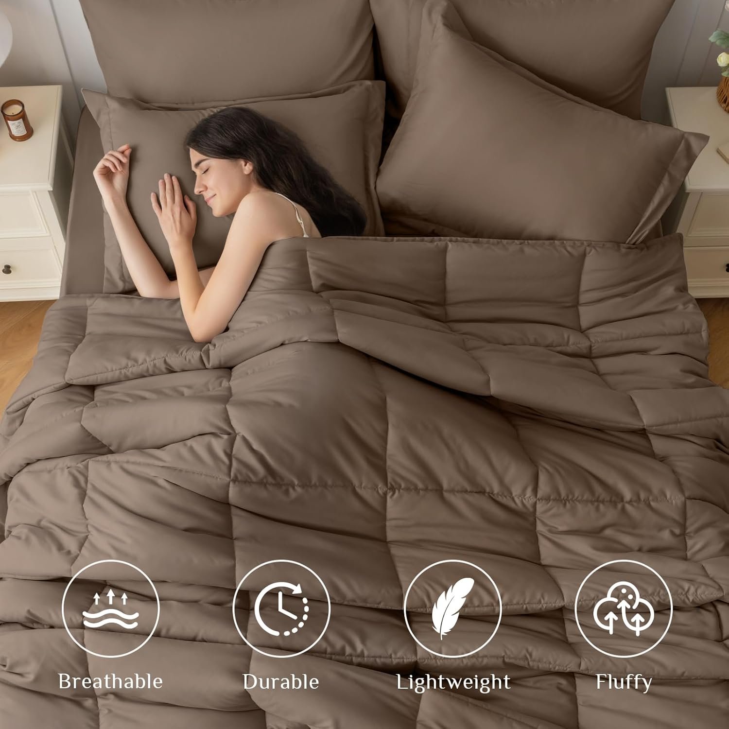 KUSTOMDECO Down Alternative 5pcs Comforter Set Dark Red – Ultra Soft Microfiber Duvet with 250GSM Filling – Single Size 160x200 cm – Lightweight, Breathable & Hypoallergenic Bedding for All Seasons - Image 42