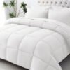 KUSTOMDECO Down Alternative 7pcs Comforter Set White – Ultra Soft Microfiber Duvet with 250GSM Filling – Single Size 200x200 cm – Lightweight, Breathable & Hypoallergenic Bedding for All Seasons