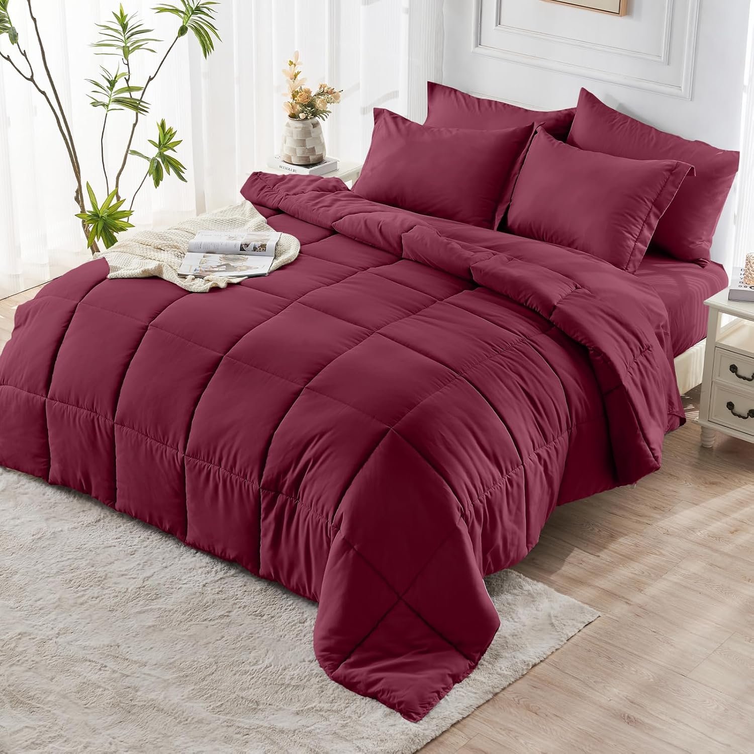 KUSTOMDECO Down Alternative 7pcs Comforter Set Gray – Ultra Soft Microfiber Duvet with 250GSM Filling – Queen Size 220x240 cm – Lightweight, Breathable & Hypoallergenic Bedding for All Seasons - Image 15