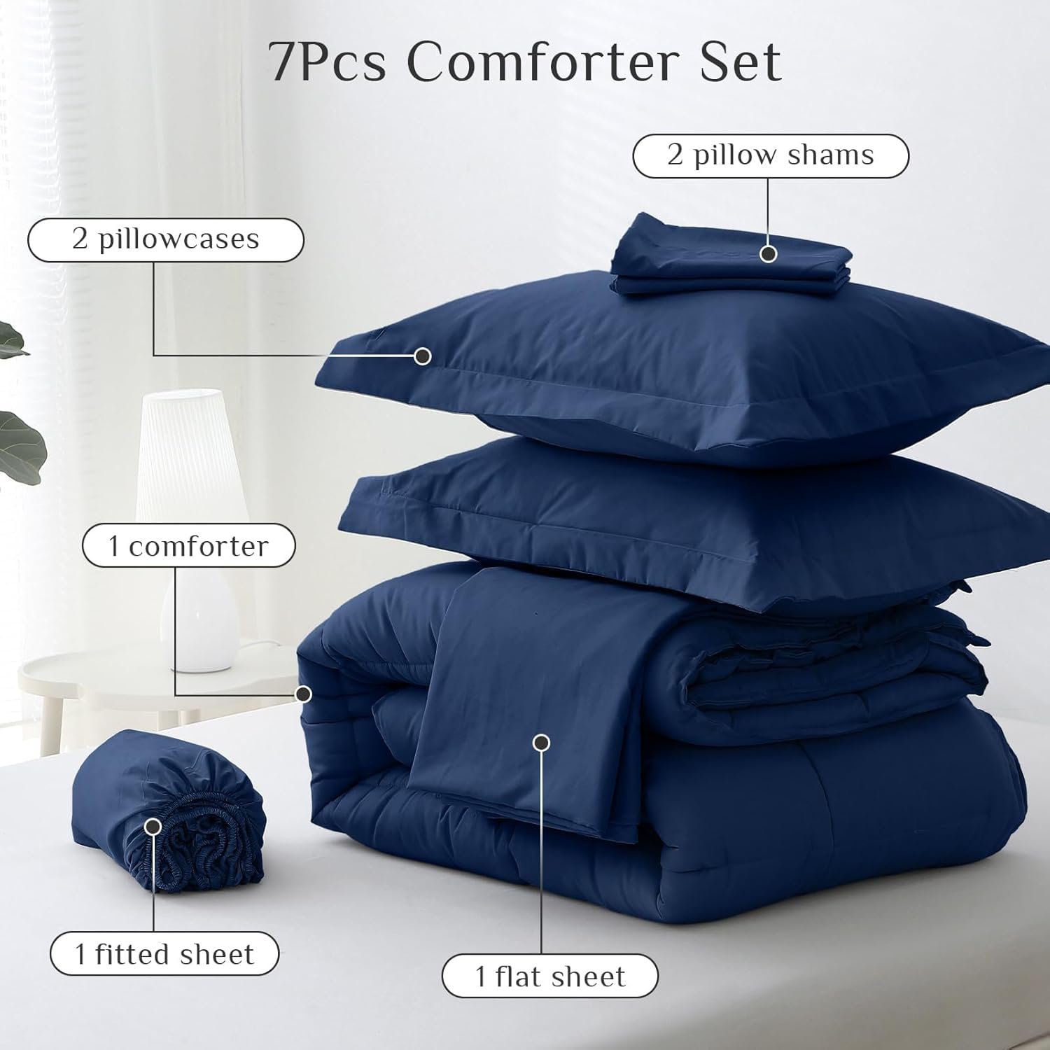 KUSTOMDECO Down Alternative 7pcs Comforter Set Gray – Ultra Soft Microfiber Duvet with 250GSM Filling – Queen Size 220x240 cm – Lightweight, Breathable & Hypoallergenic Bedding for All Seasons - Image 20