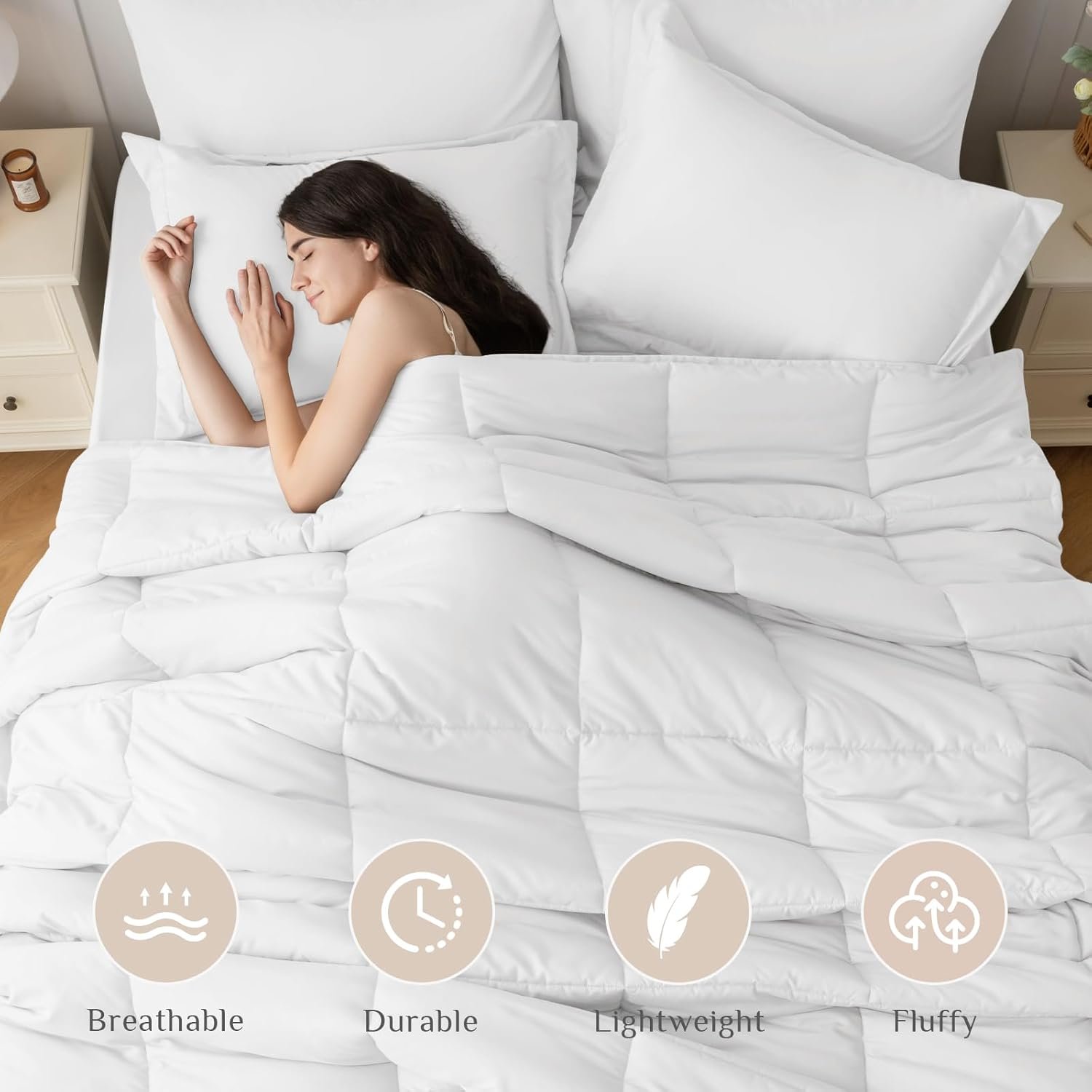 KUSTOMDECO Down Alternative 7pcs Comforter Set Gray – Ultra Soft Microfiber Duvet with 250GSM Filling – Queen Size 220x240 cm – Lightweight, Breathable & Hypoallergenic Bedding for All Seasons - Image 32