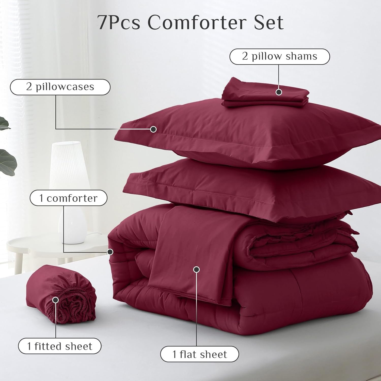 KUSTOMDECO Down Alternative 7pcs Comforter Set Gray – Ultra Soft Microfiber Duvet with 250GSM Filling – Queen Size 220x240 cm – Lightweight, Breathable & Hypoallergenic Bedding for All Seasons - Image 39