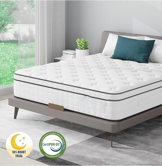 KUSTOMDECO Hybrid 20 cm Pocket Spring Mattress with Cool Gel Memory Foam, Motion Isolation & Pressure Relief – Orthopedic Support for Back Pain Medium Firm Comfort (Double: 120x200) - Image 3