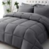 KUSTOMDECO Down Alternative 4Pcs Comforter Set Gray – Ultra Soft Microfiber Duvet with 250GSM Filling – Single Size 200x200 cm – Lightweight, Breathable & Hypoallergenic Bedding for All Seasons